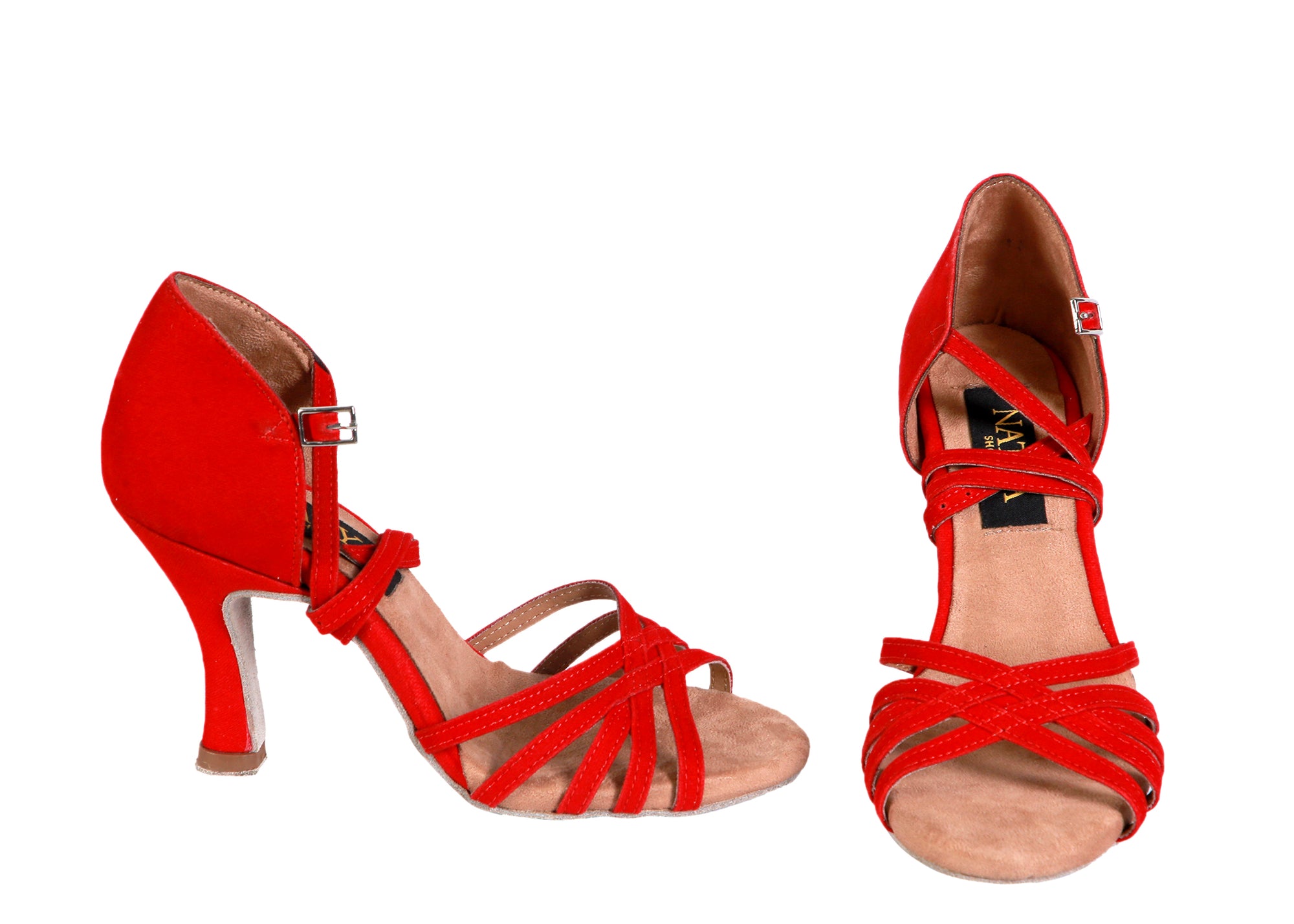 Classic Red Suede Latin Dance Heels - MIA | Natya Shoes