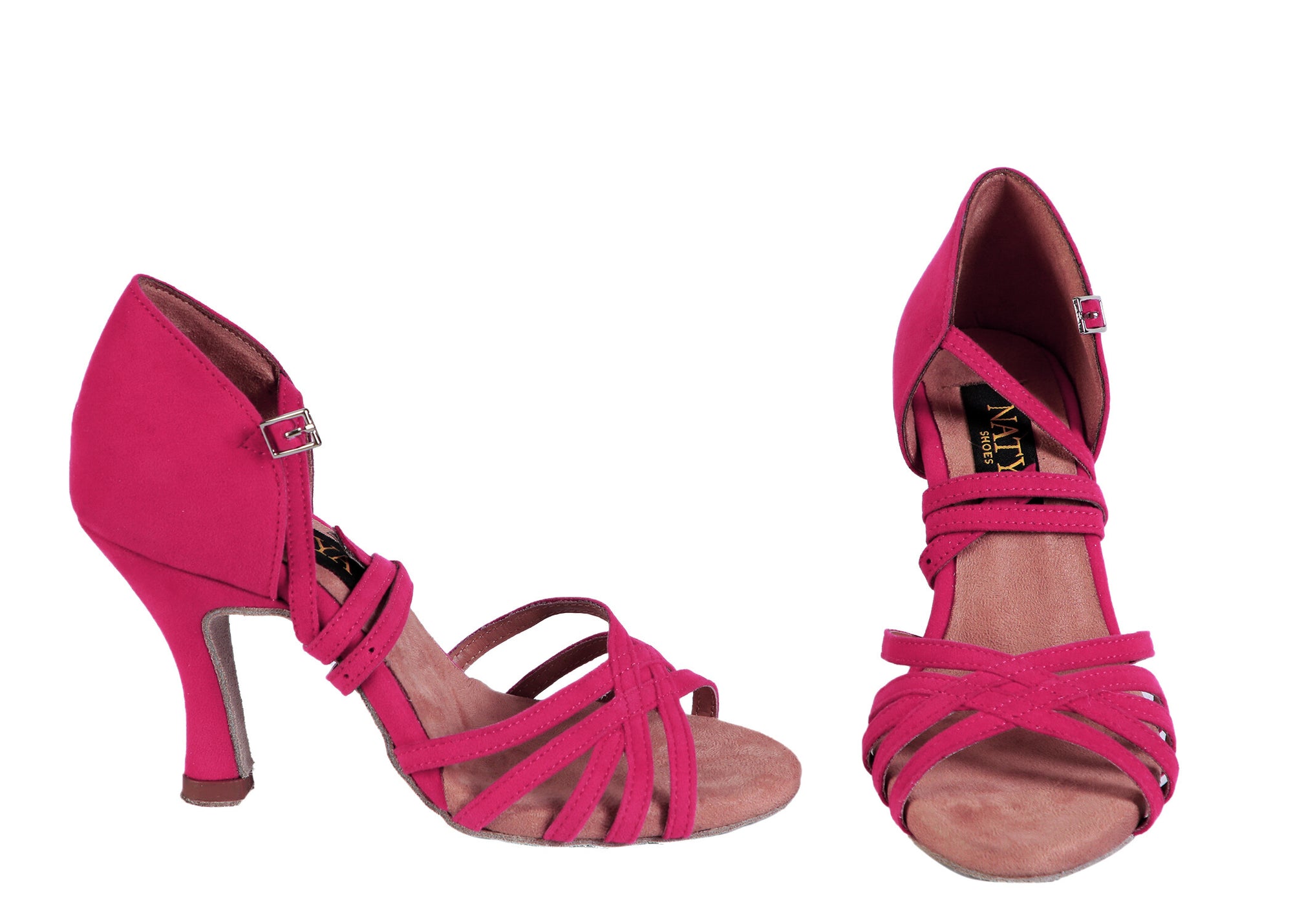 Classic Hot Pink Suede Latin Dance Heels - MIA | Natya Shoes