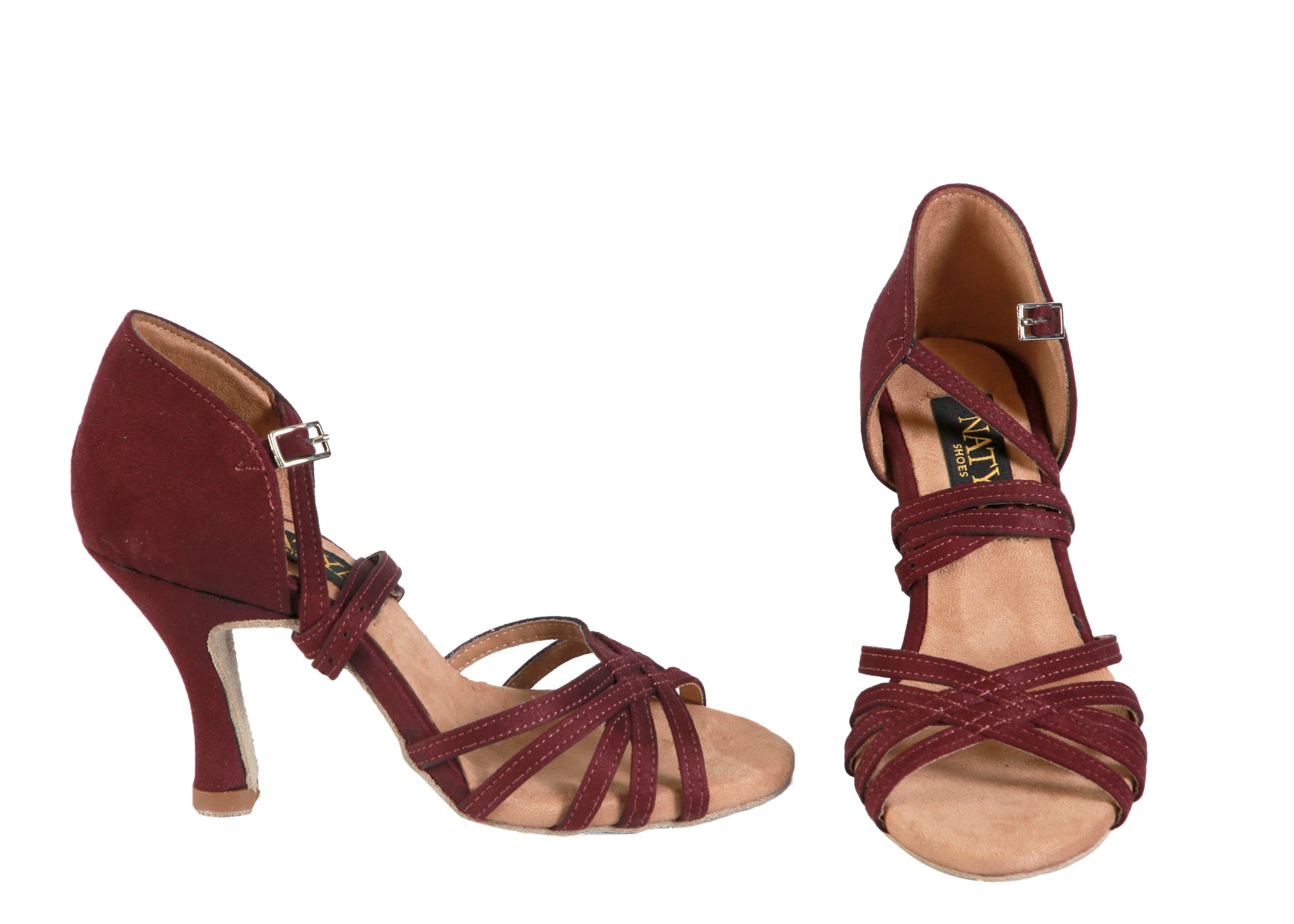 Wine Suede Classic Latin Dance Heels - MIA | Natya Shoes