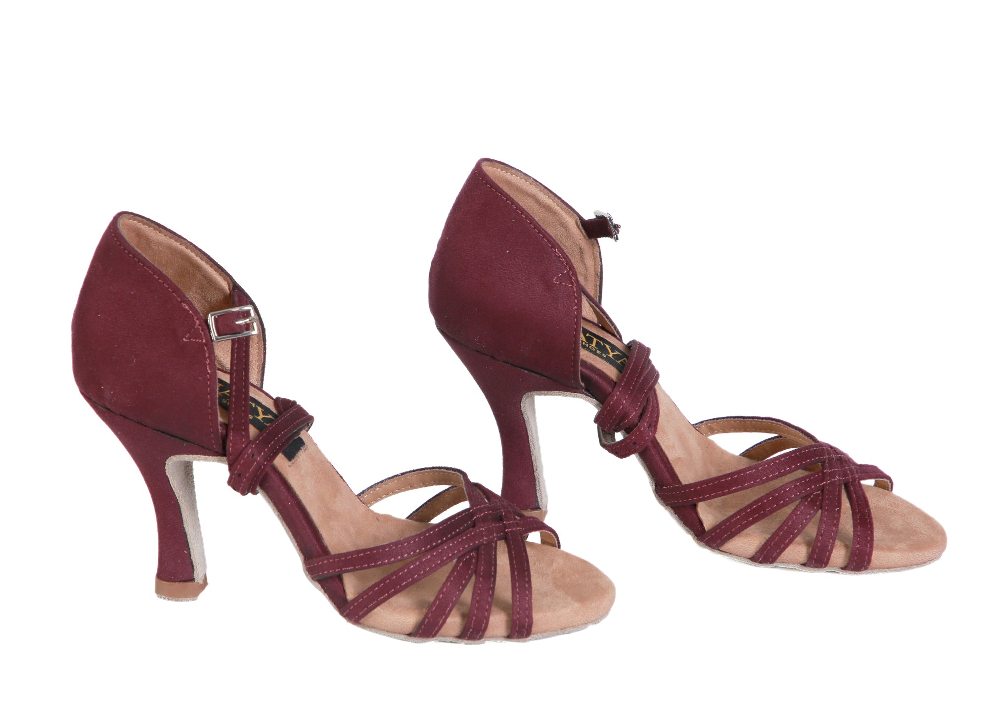 Wine Suede Classic Latin Dance Heels - MIA | Natya Shoes
