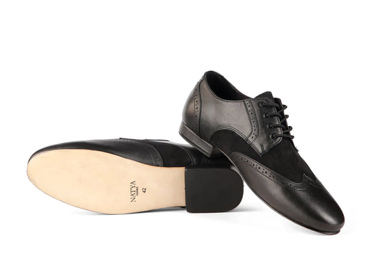 Black Genuine Leather Tango Dance Shoes With Leather Outsole – SKY | Natya Shoes
