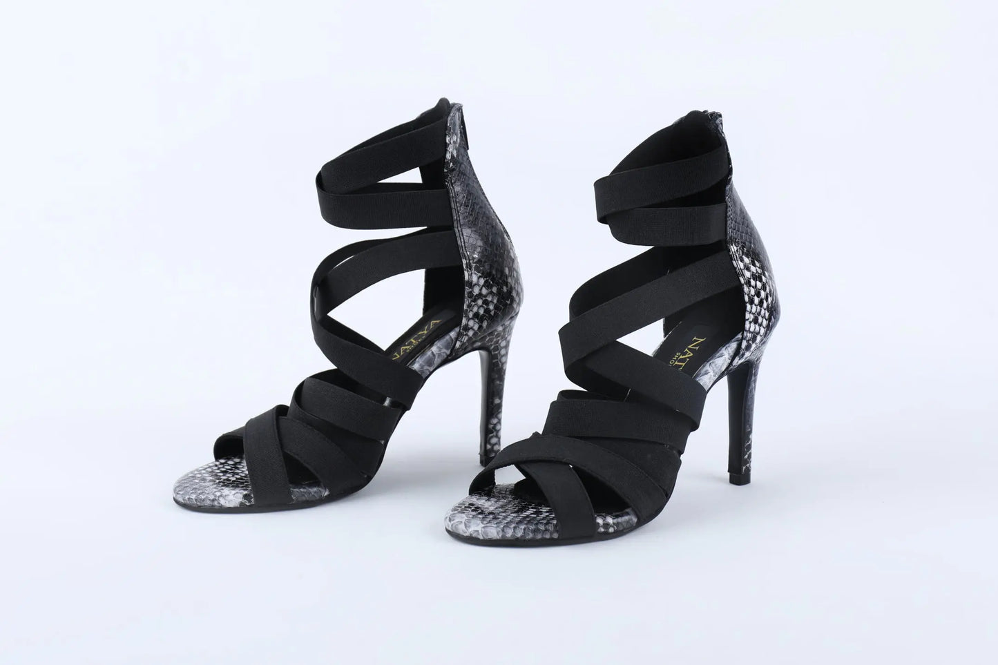 Black Snake Print Heels - VENOM | Natya Shoes Natya Shoes