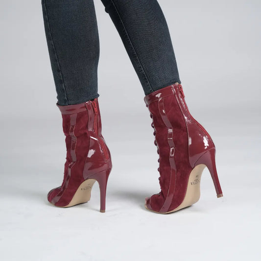 Cherry Suede Ankle Booties - TWIST | Natya Shoes Natya Shoes