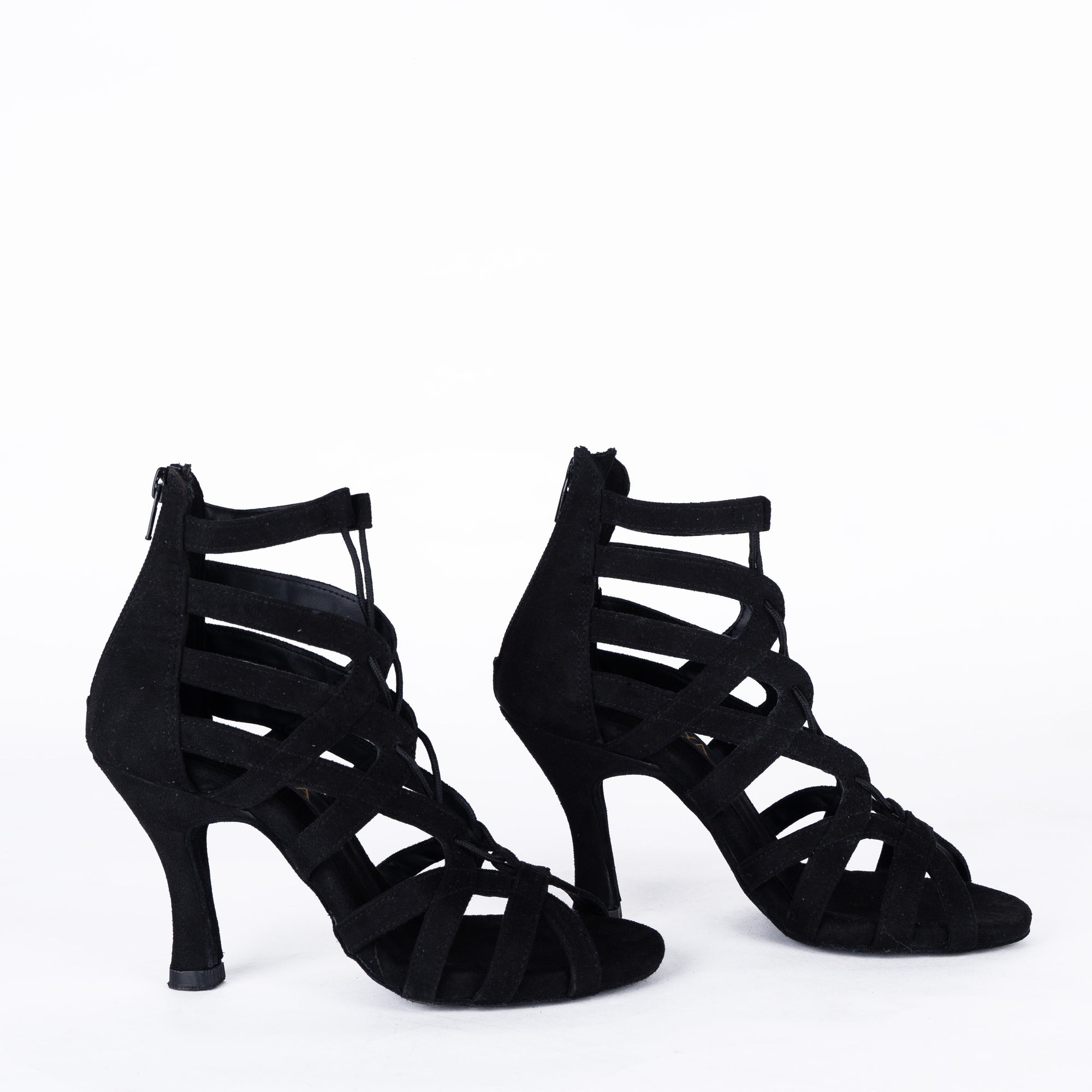 Black Lace-up Latin Dance Heels - PRISM | Natya Shoes
