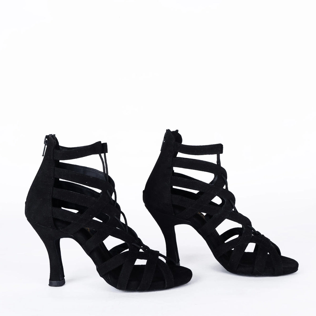 PRISM Black Lace-Up Latin Dance Heels – view 4