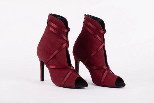 Cherry Open Slit Booties in Suede - SIERRA | Natya Shoes Natya Shoes