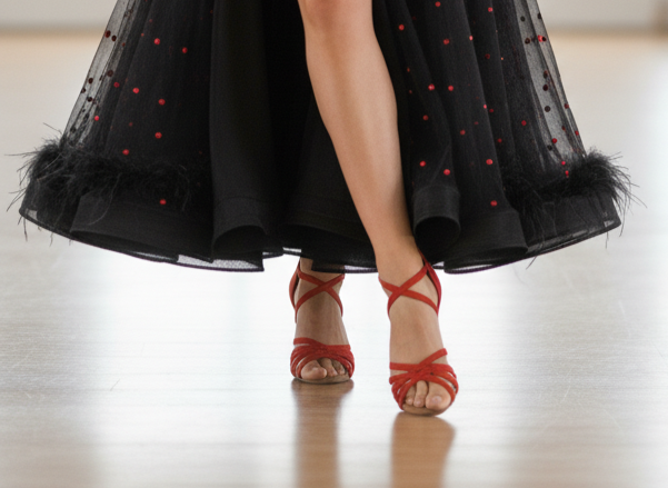 Classic Red Suede Latin Dance Heels - MIA | Natya Shoes