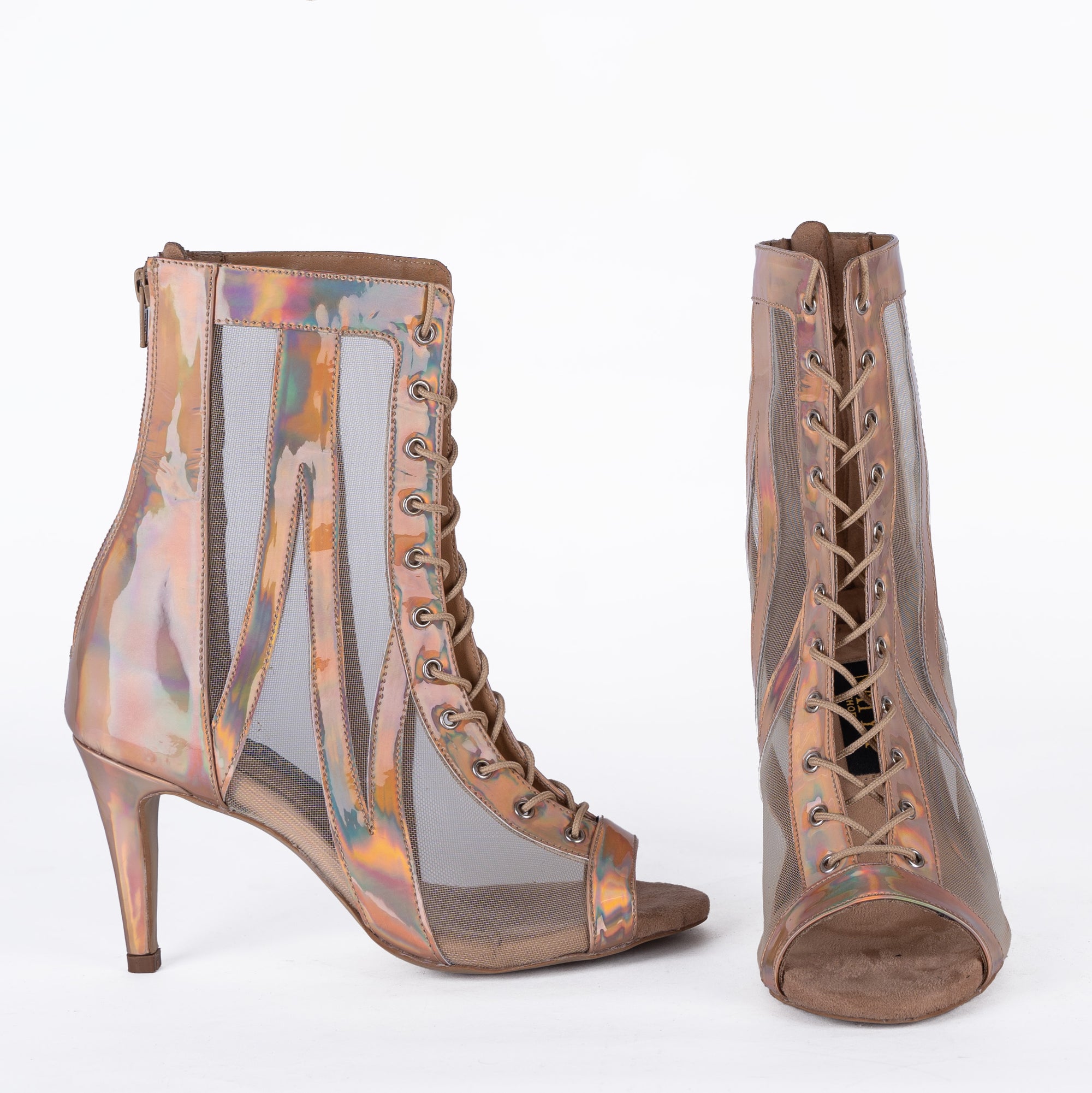 Reflective Nude Ankle booties – AURA | Natya Shoes