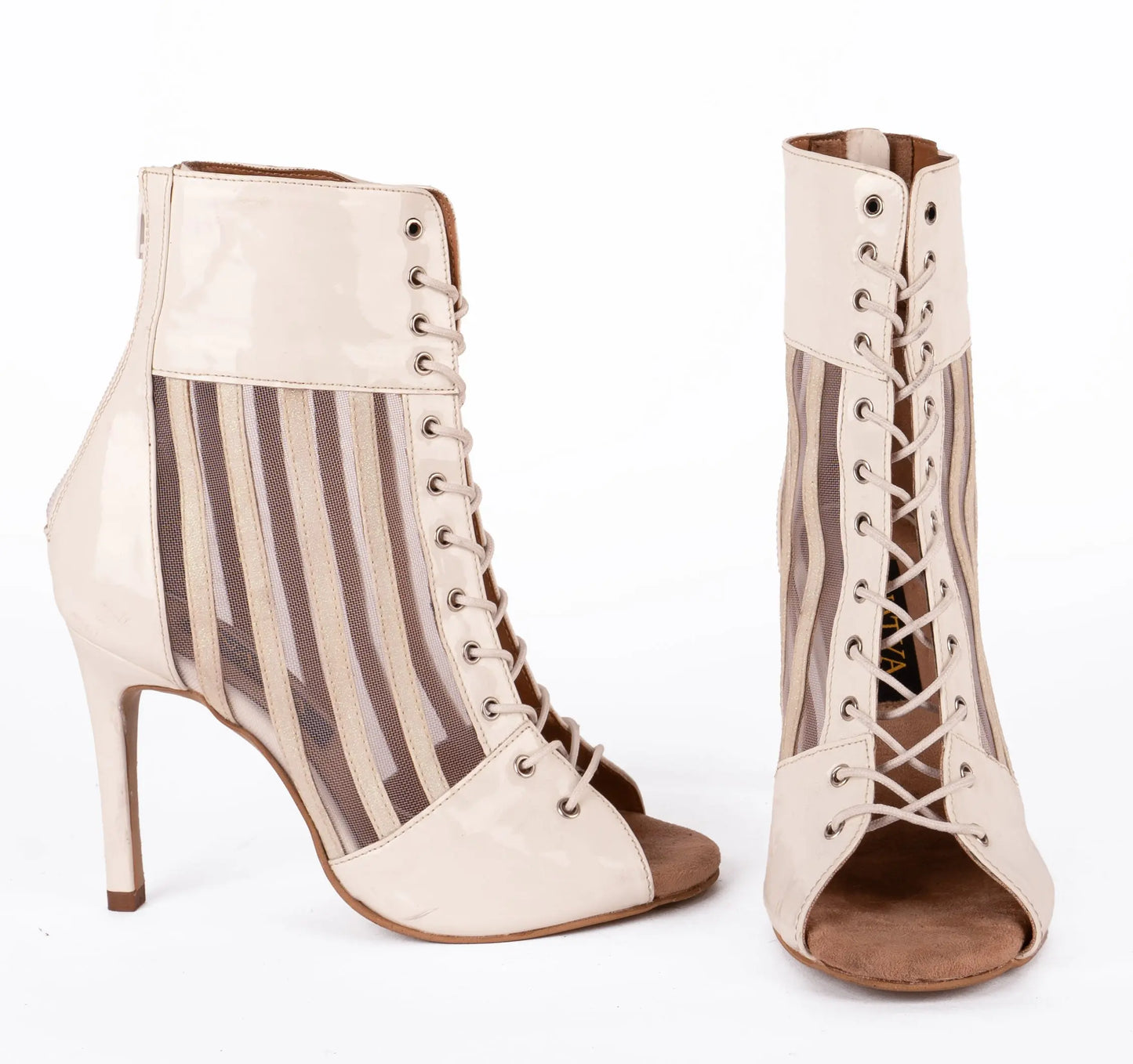 White Fully Adjustable Lace-up Booties - NATALIA | Natya Shoes Natya Shoes