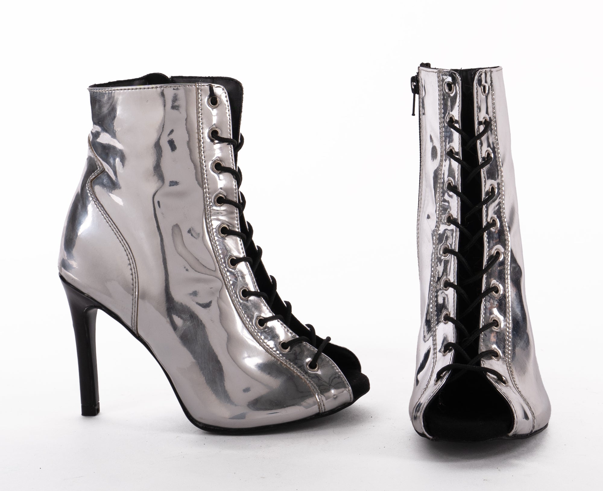 Silver Reflective Fully Adjustable Heels -Empress | Natya Shoes