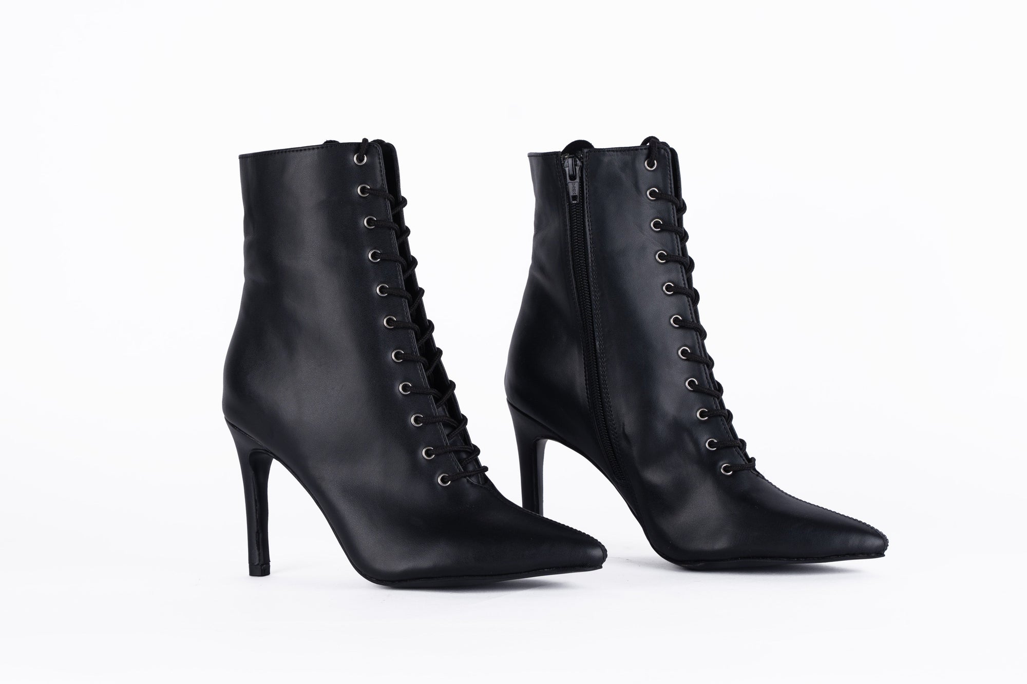 Black closed toe pointed laceups - RYDER | Natya Shoes