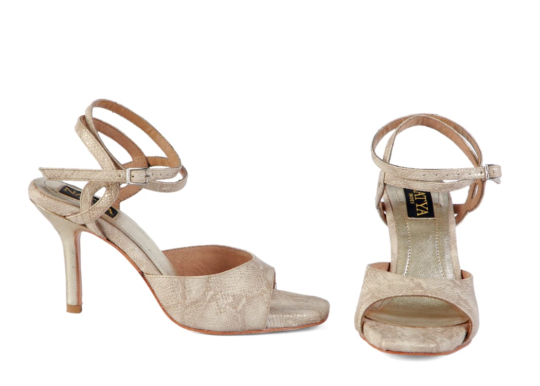 Beige Gold Tango Dance Heels- CLOVE | Natya Shoes