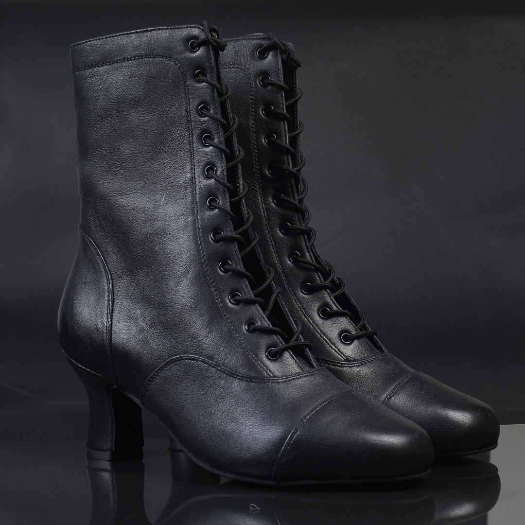 Black Genuine Leather Jazz Character Boots BROADWAY Natya Shoes