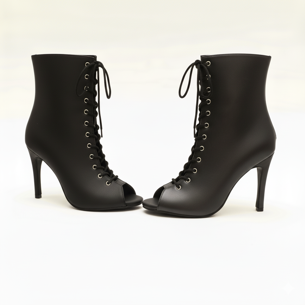 Black Lace-up Booties - SAHARA | Natya Shoes