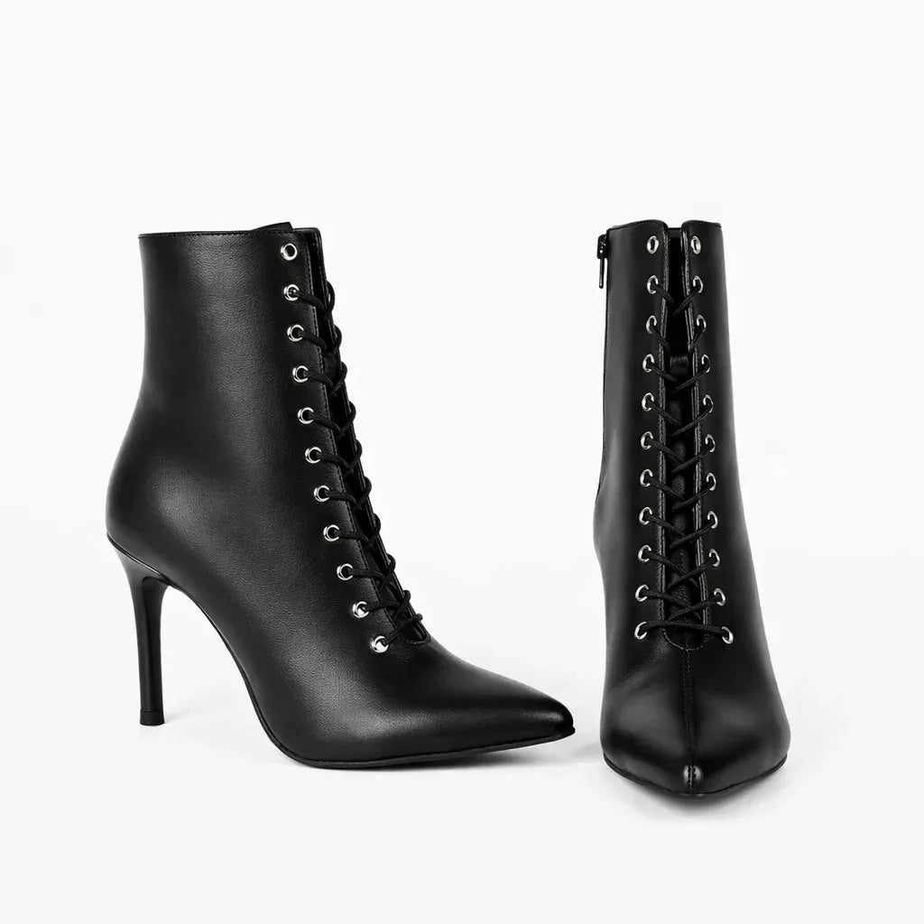 RYDER Black Pointed Lace-Up Ankle Boots – view 2