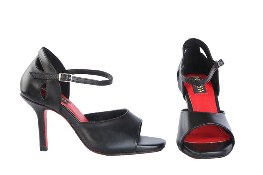 Black Tango Dance Heels With Red Outsole- MIDNIGHT | Natya Shoes Natya Shoes
