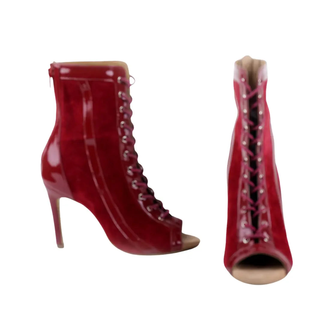 Cherry Suede Ankle Booties - TWIST | Natya Shoes Natya Shoes