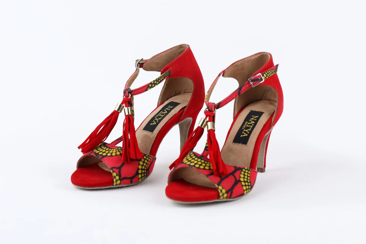 Red Kizomba Dance Heels - AYANA | Natya Shoes
