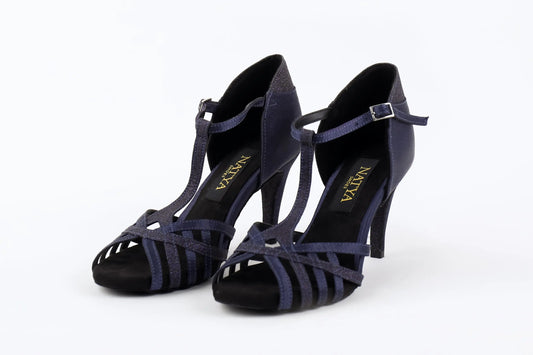 Glittery Blue Latin Dance Heels - BREEZE | Natya Shoes