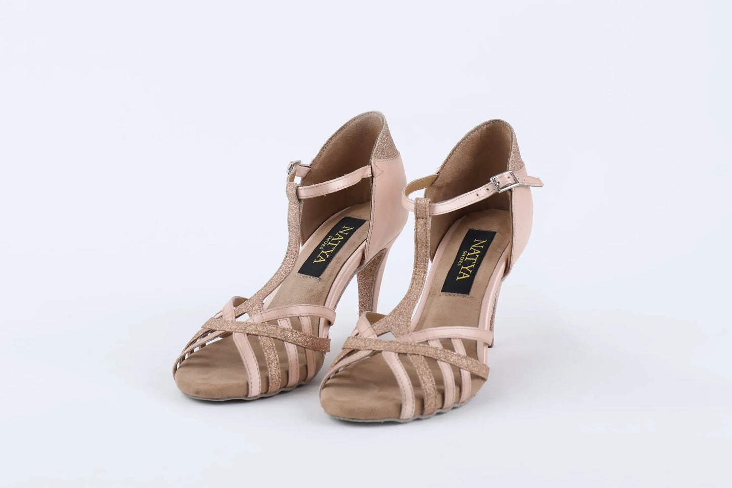 Glittery Champagne Latin Dance Heels - BREEZE | Natya Shoes