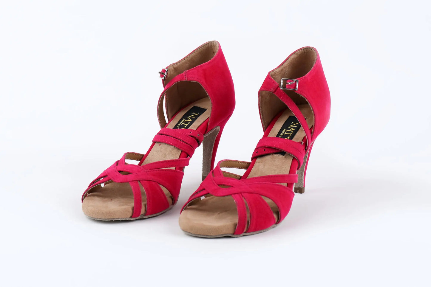Hot Pink Suede Latin Dance Heels - FLOR | Natya Shoes