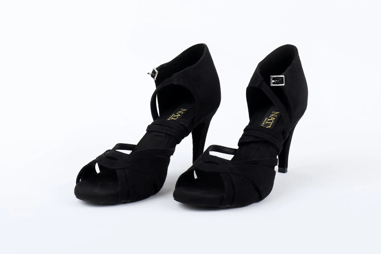 Black Suede Latin Dance Heels - FLOR | Natya Shoes