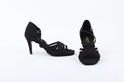 Black Suede Professional Latin Dance Heels - MIA – view 2