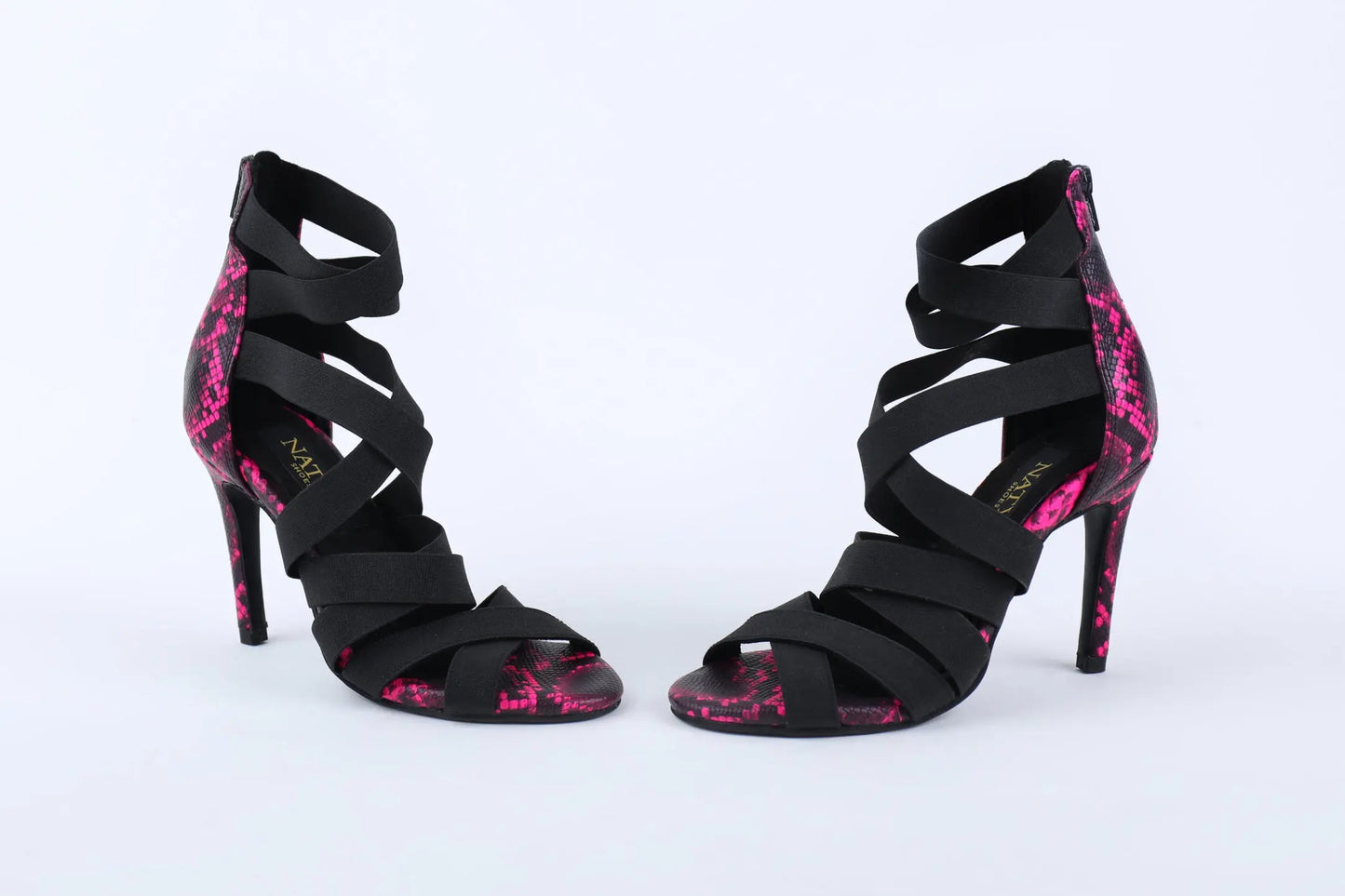 Hot Pink Snake Print Heels - VENOM | Natya Shoes Natya Shoes