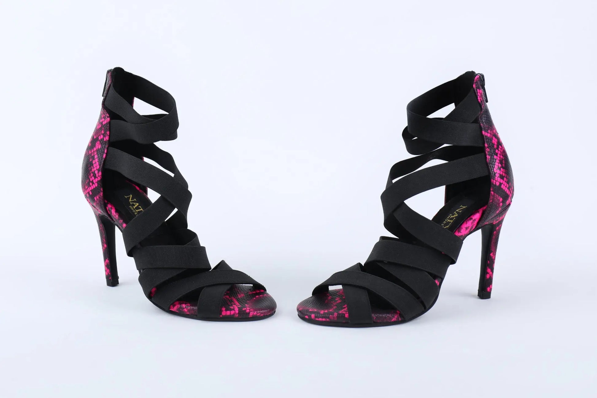 Hot Pink Snake Print Heels - VENOM | Natya Shoes Natya Shoes