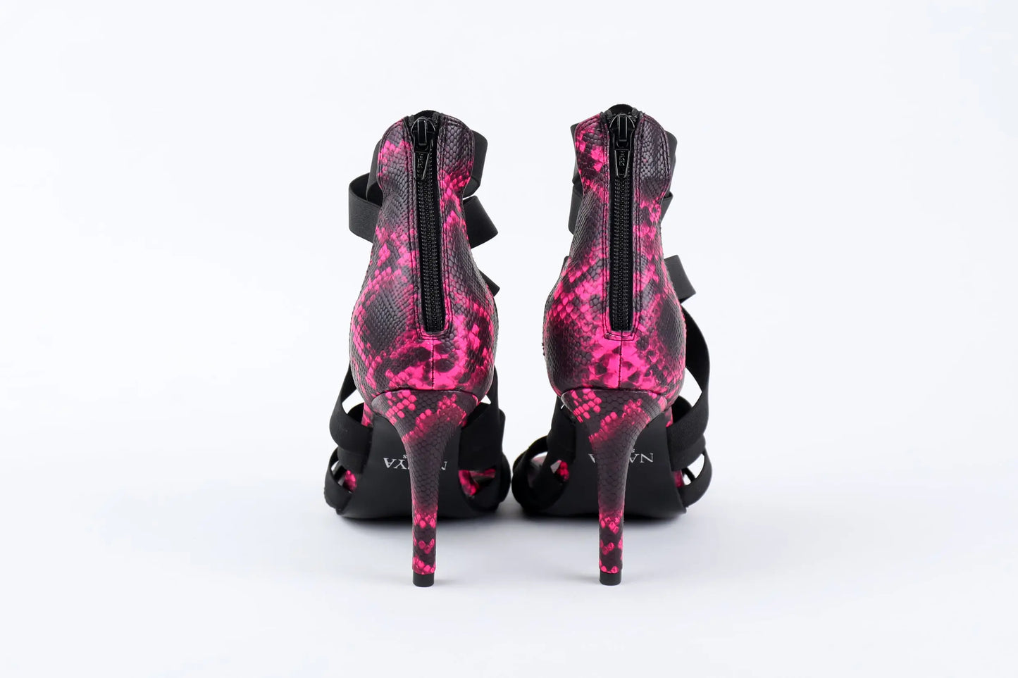 Hot Pink Snake Print Heels - VENOM | Natya Shoes Natya Shoes