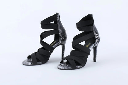 VENOM Black Snake Print Heels – view 3
