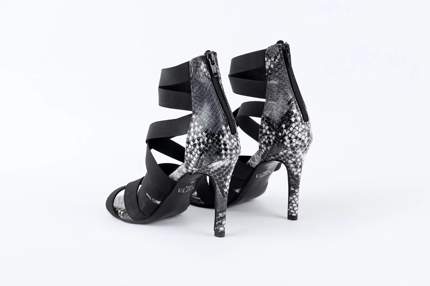 Black Snake Print Heels - VENOM | Natya Shoes Natya Shoes