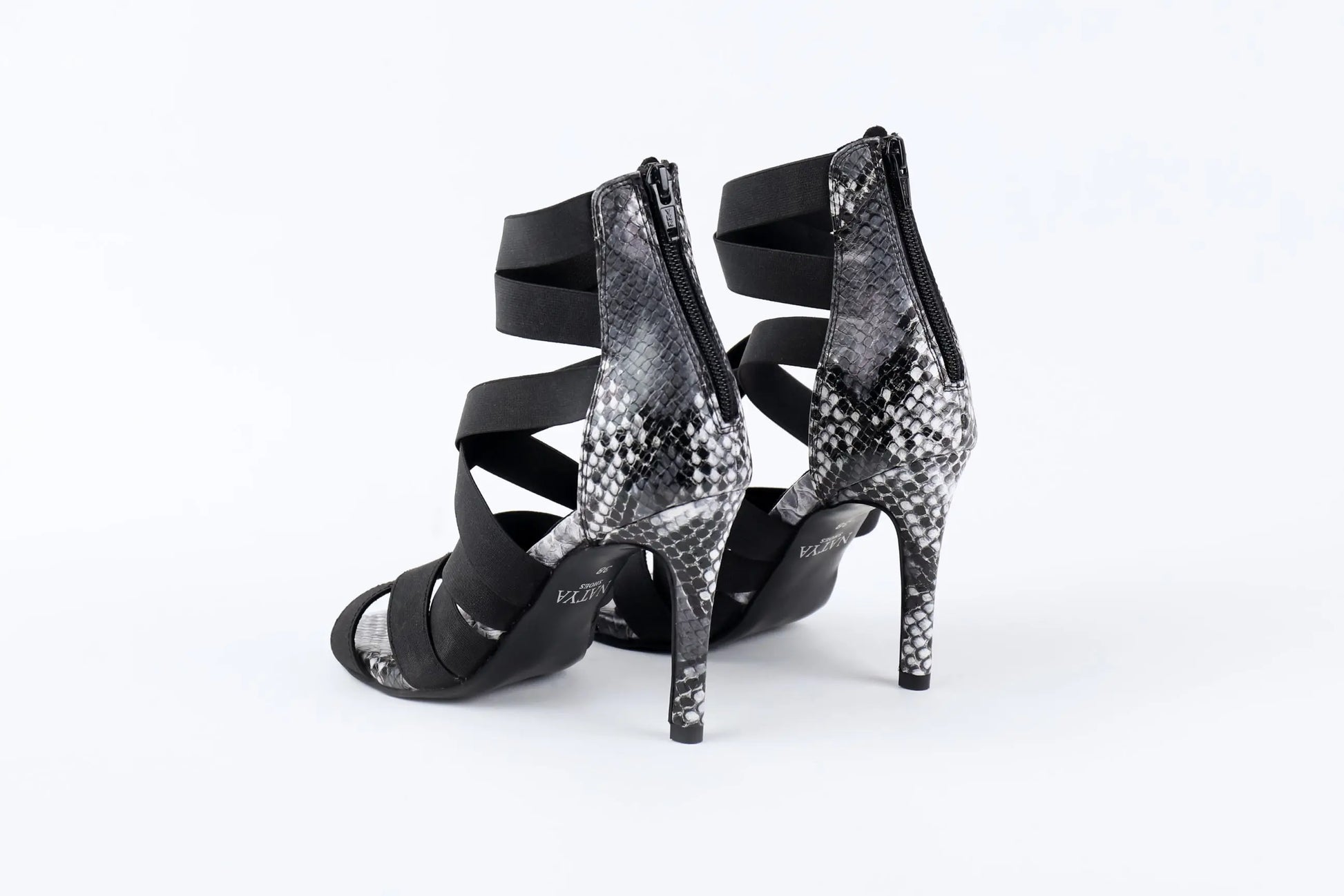 Black Snake Print Heels - VENOM | Natya Shoes Natya Shoes