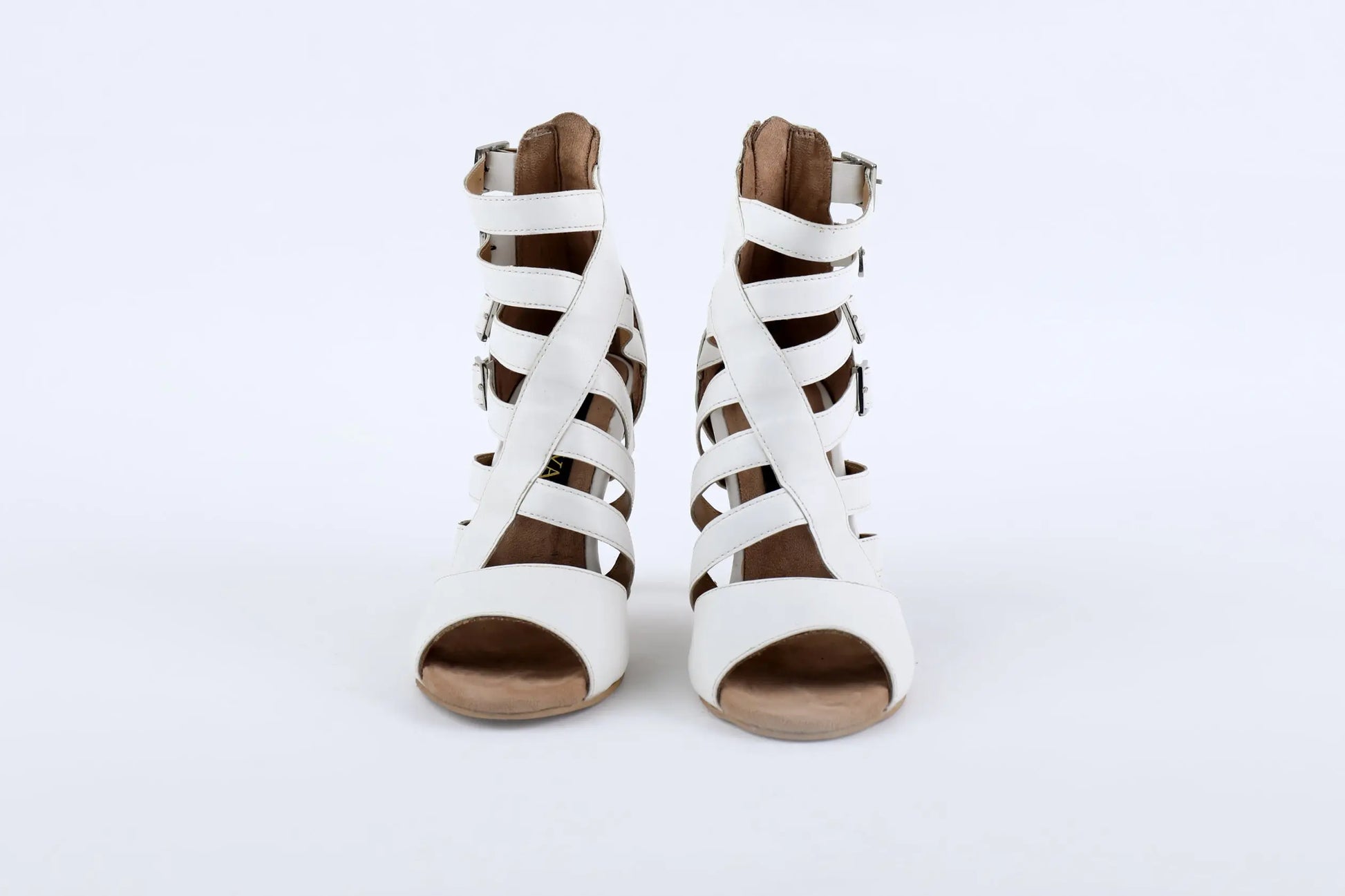 White Cage Design Heels - CASCADE | Natya Shoes Natya Shoes