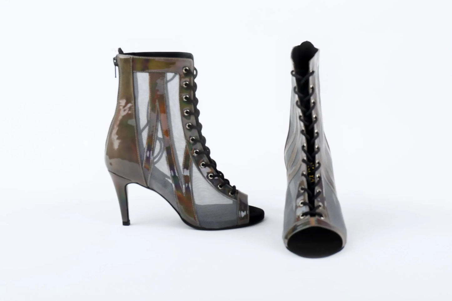 Reflective Grey Ankle booties – AURA | Natya Shoes Natya Shoes