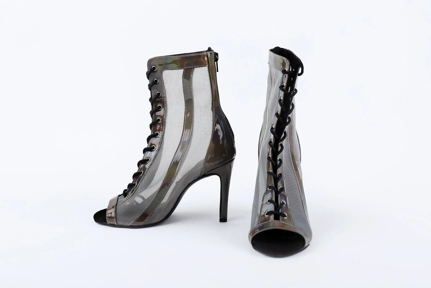 Grey Reflective Booties with mesh – TULIP | Natya Shoes Natya Shoes