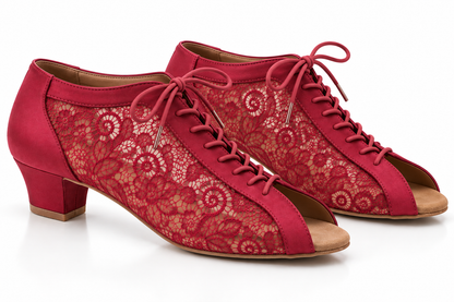 KHWAAB Burgundy Custom Made Latin Dance Booties | Suede Sole, Adjustable | Natya Shoes Natya Shoes
