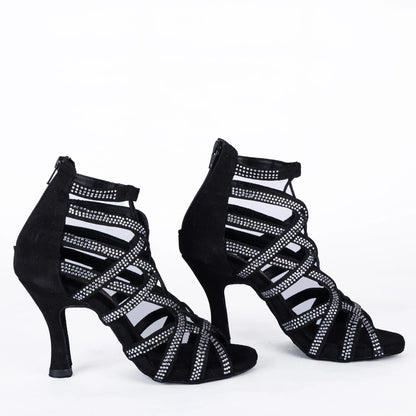 PETRA Black Rhinestone Lace-Up Latin Heels – view 5