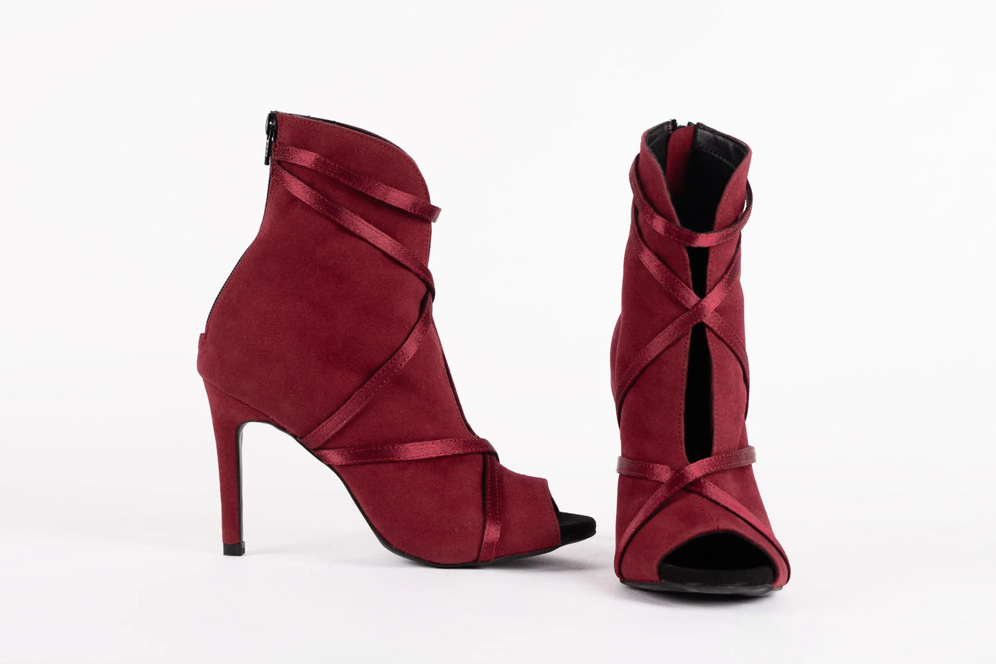 Cherry Open Slit Booties in Suede - SIERRA | Natya Shoes Natya Shoes