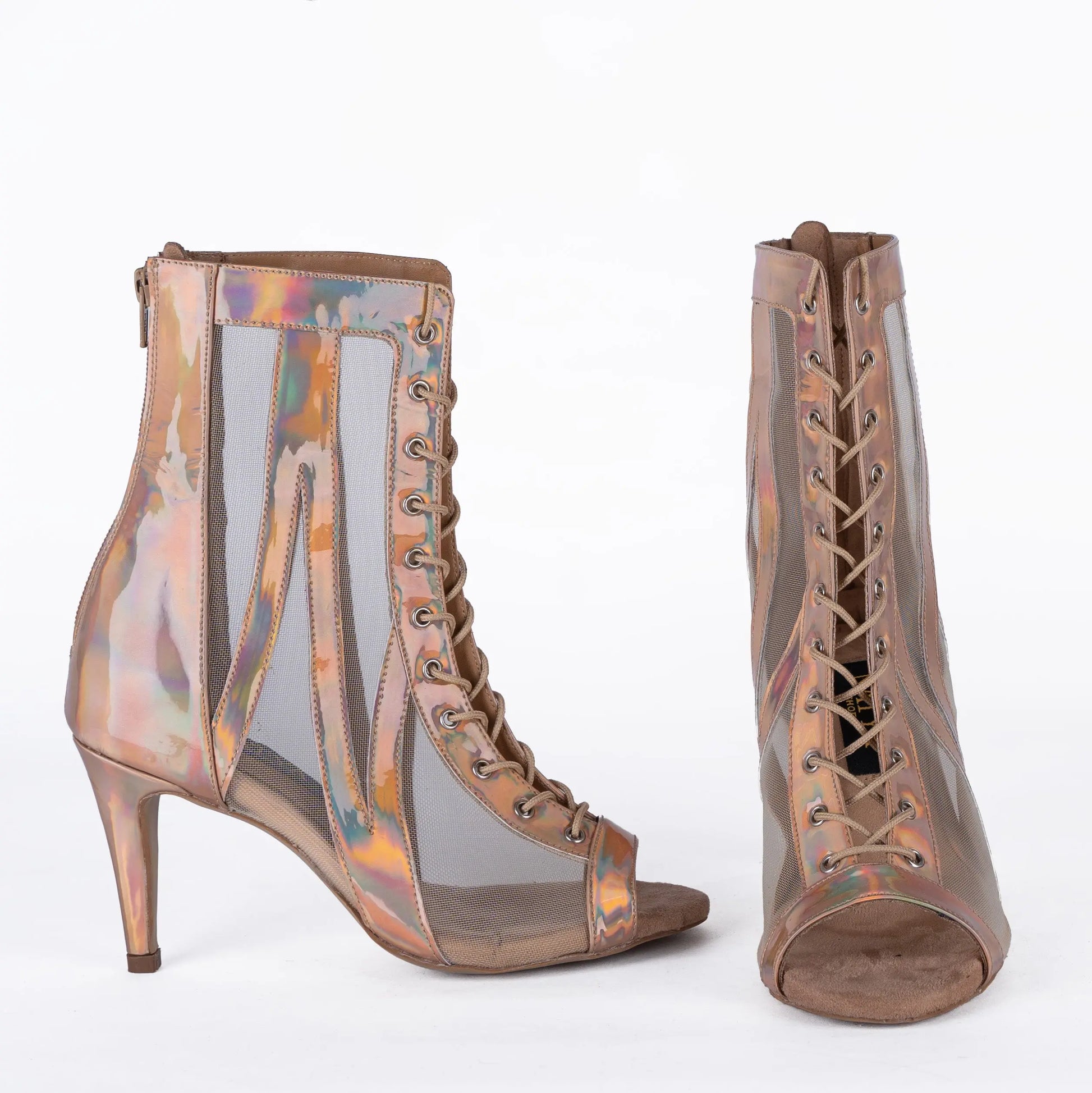Reflective Nude Ankle booties – AURA | Natya Shoes Natya Shoes