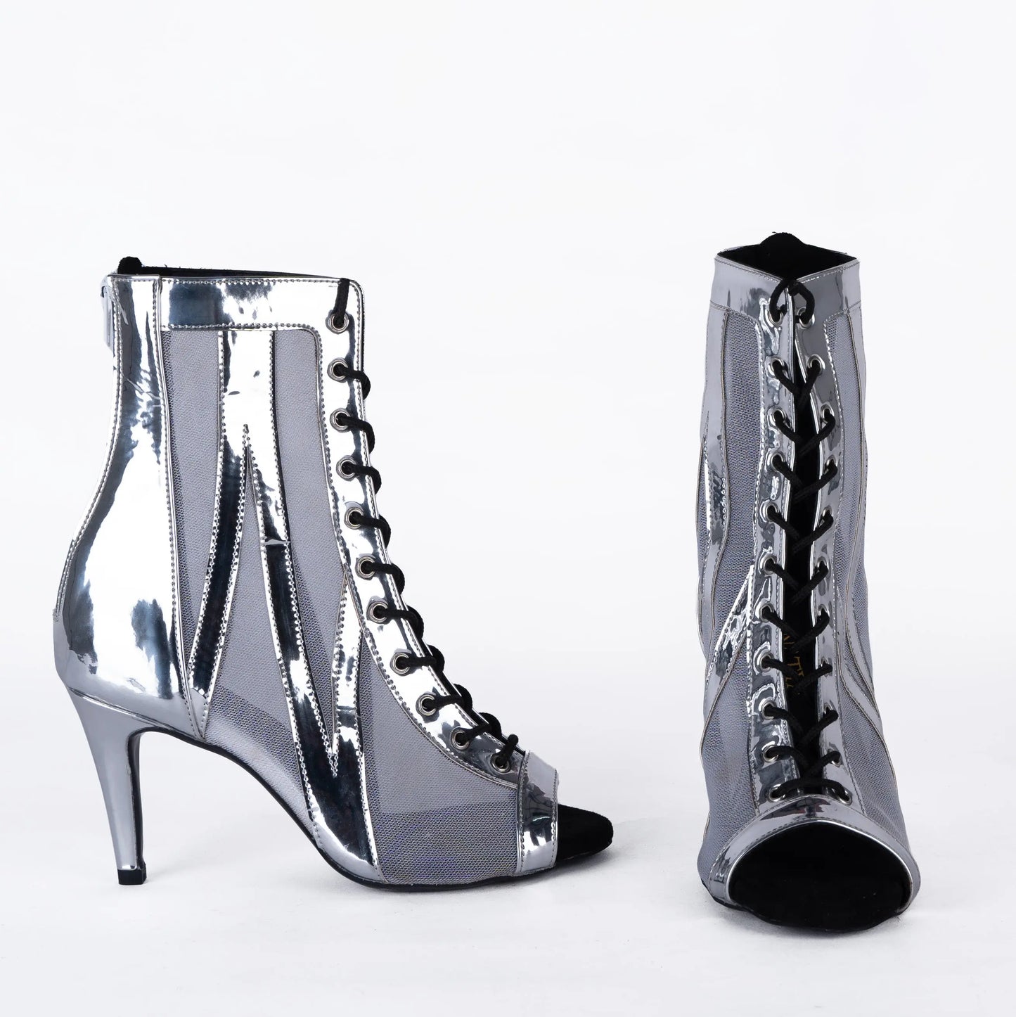 Reflective Silver Ankle booties – AURA | Natya Shoes Natya Shoes