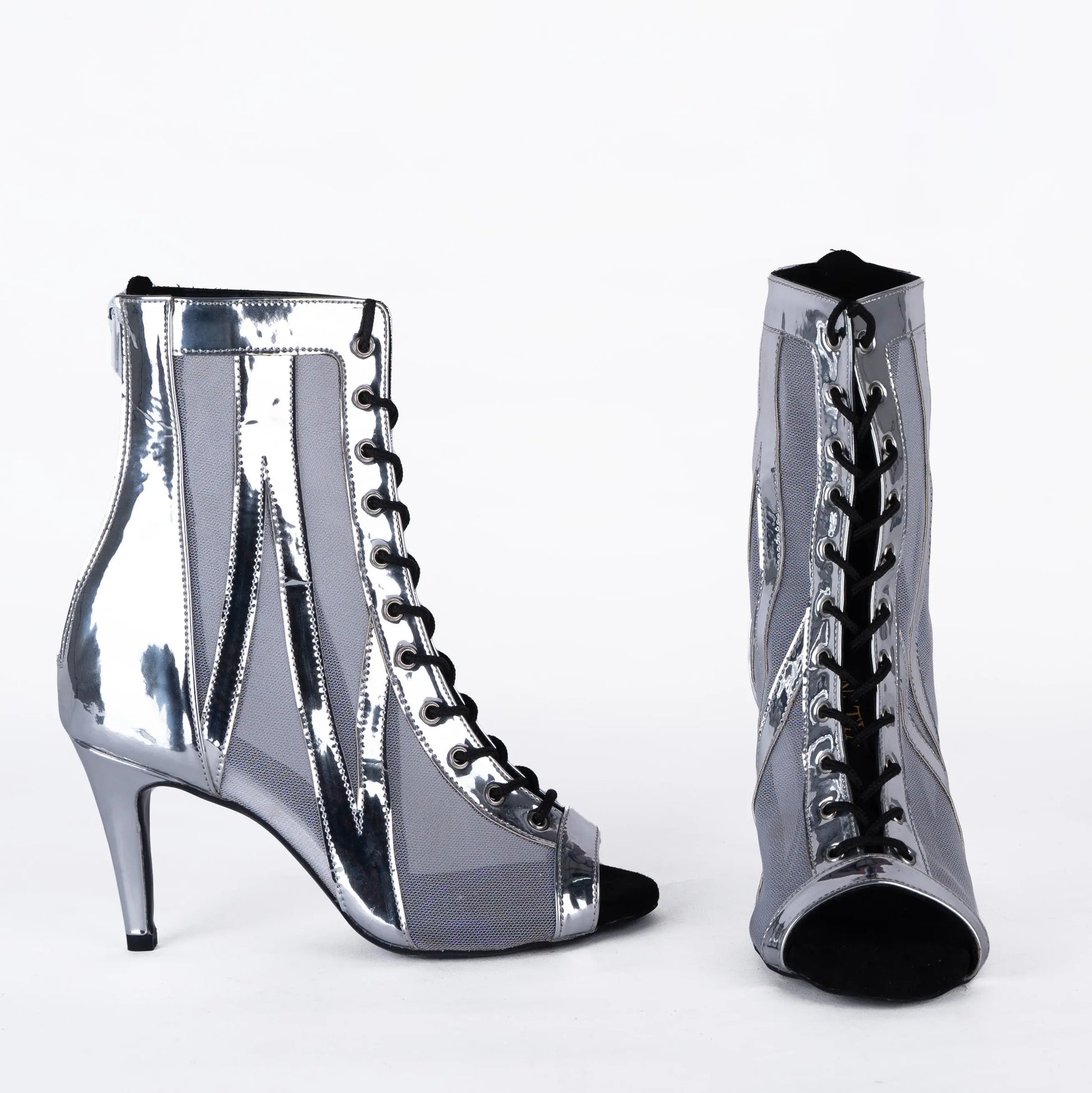 Reflective Silver Ankle booties – AURA | Natya Shoes Natya Shoes