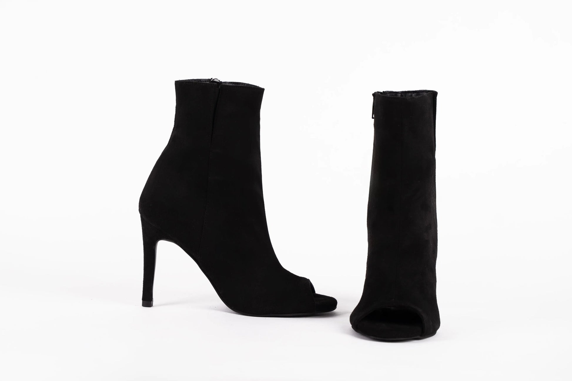 Black Suede Booties - FLARE | Natya Shoes Natya Shoes
