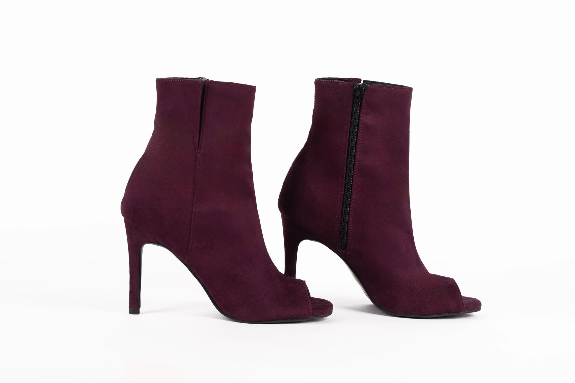 Wine Suede Booties - FLARE | Natya Shoes Natya Shoes