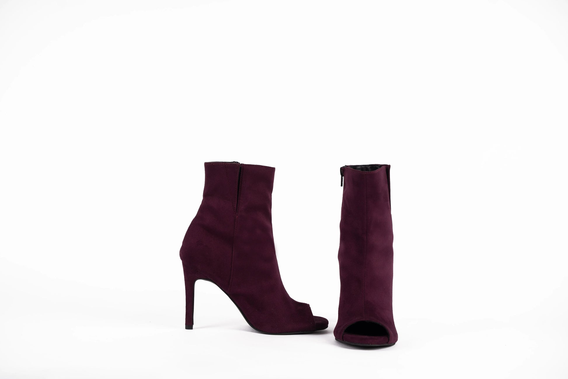 Wine Suede Booties - FLARE | Natya Shoes Natya Shoes