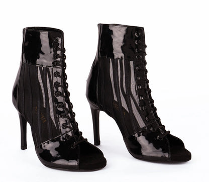 NATALIA Black Adjustable Lace-Up Booties – view 4