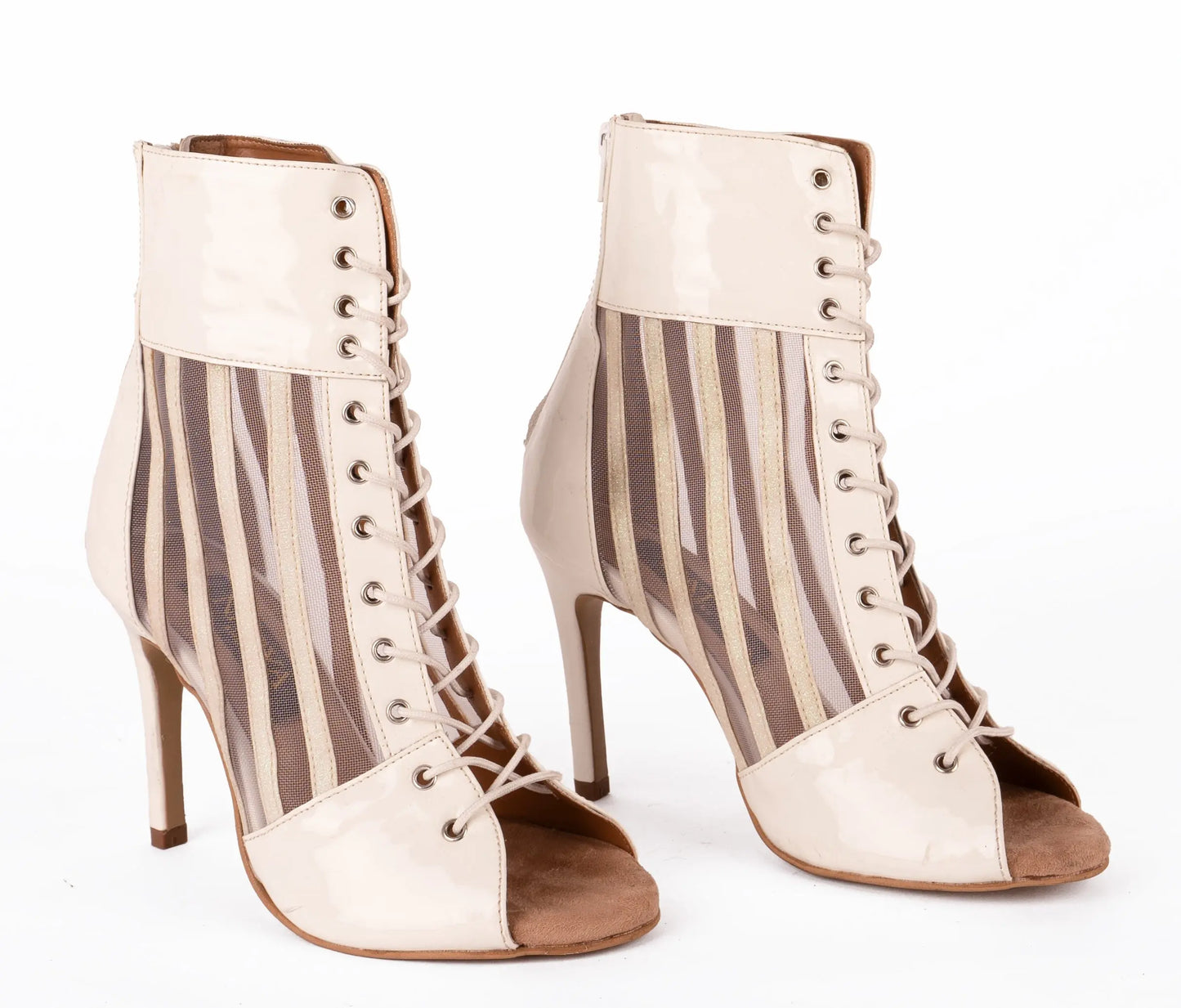 White Fully Adjustable Lace-up Booties - NATALIA | Natya Shoes Natya Shoes
