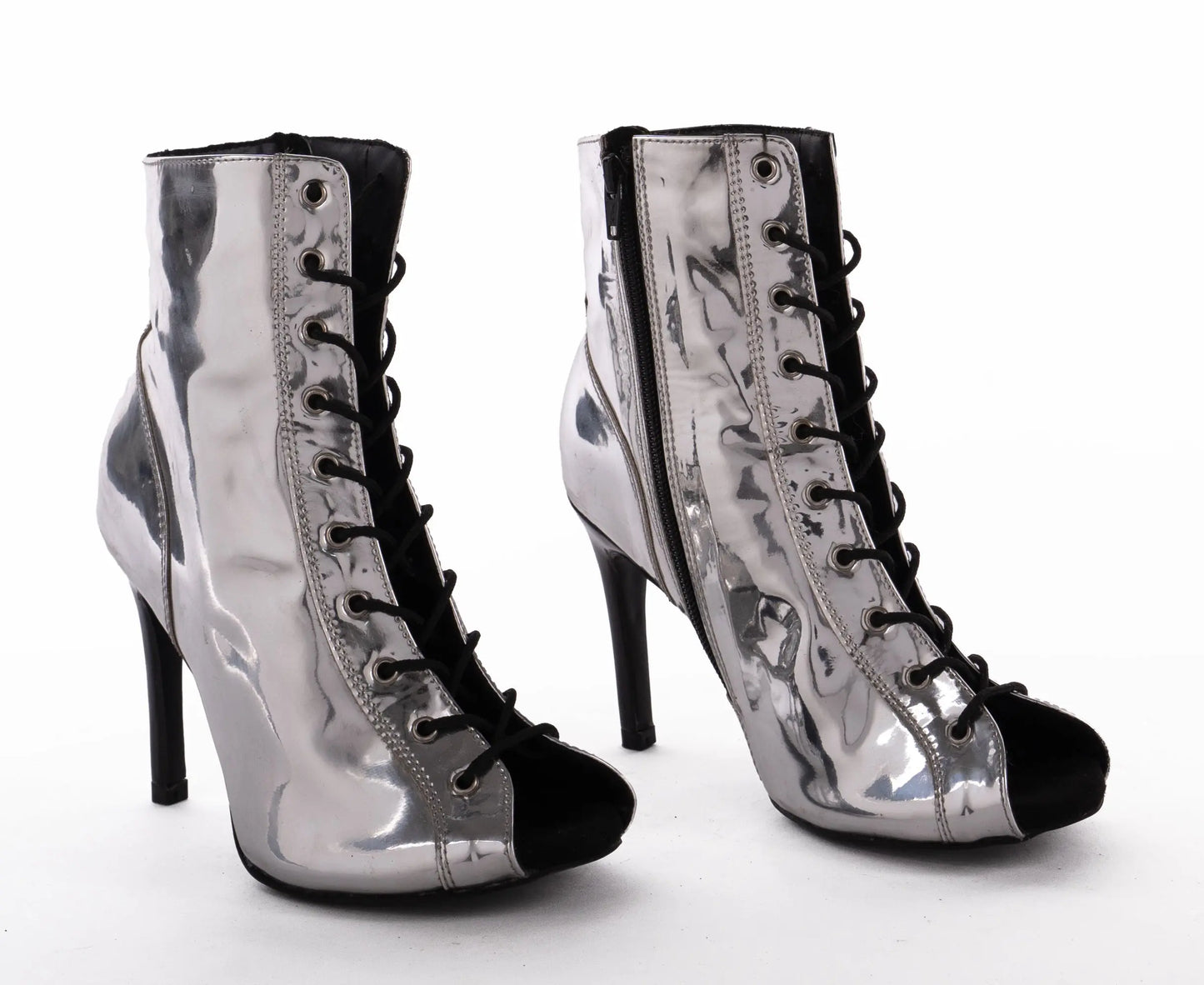 Silver Reflective Fully Adjustable Heels -Empress | Natya Shoes Natya Shoes