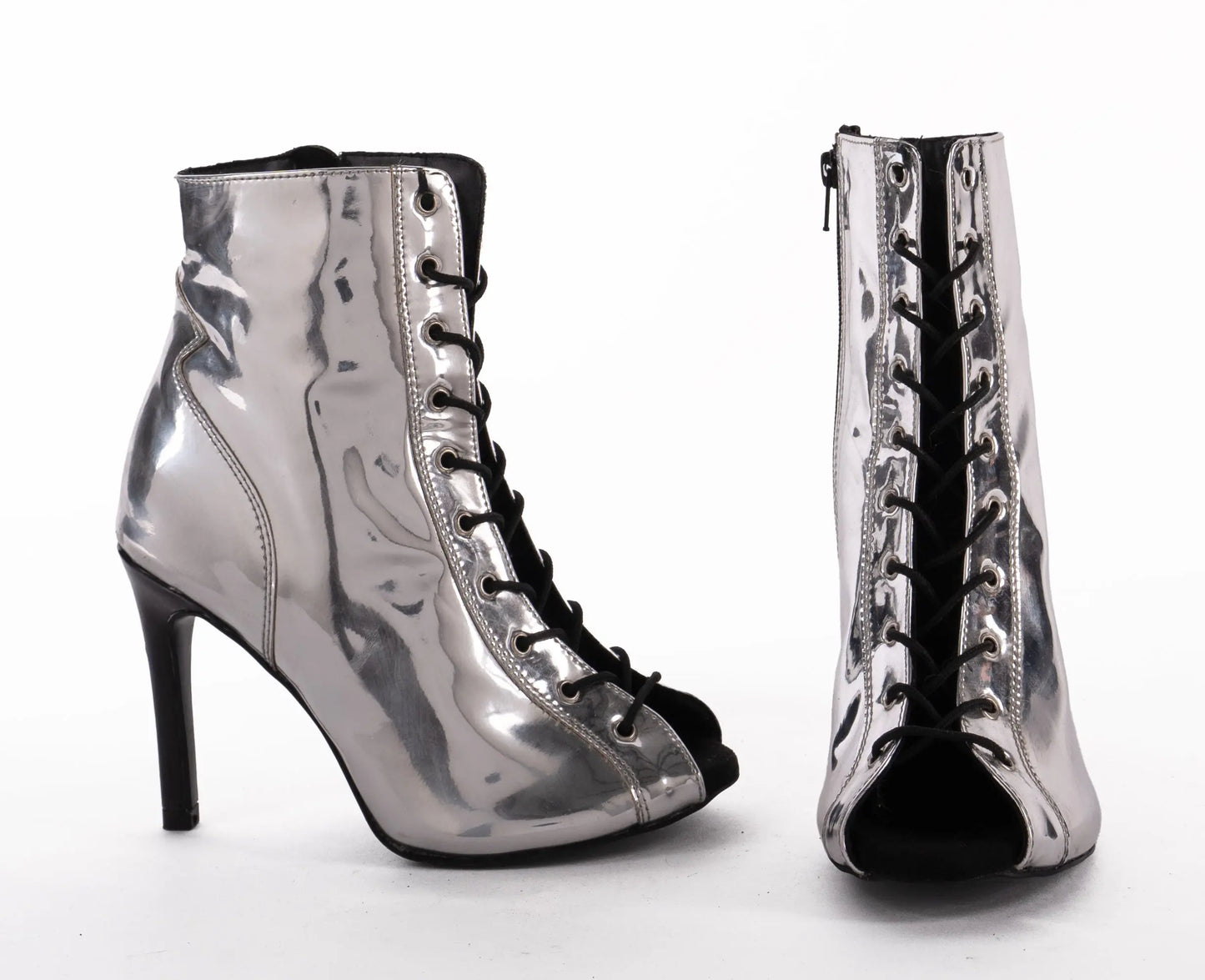 Silver Reflective Fully Adjustable Heels -Empress | Natya Shoes Natya Shoes