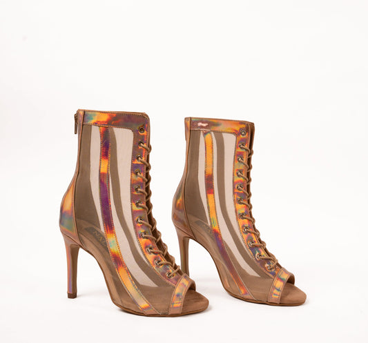 Nude Reflective Booties with mesh – TULIP | Natya Shoes Natya Shoes